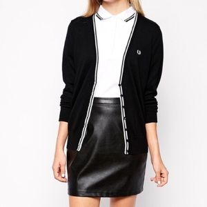 Fred Perry button-up sweater with white stripes